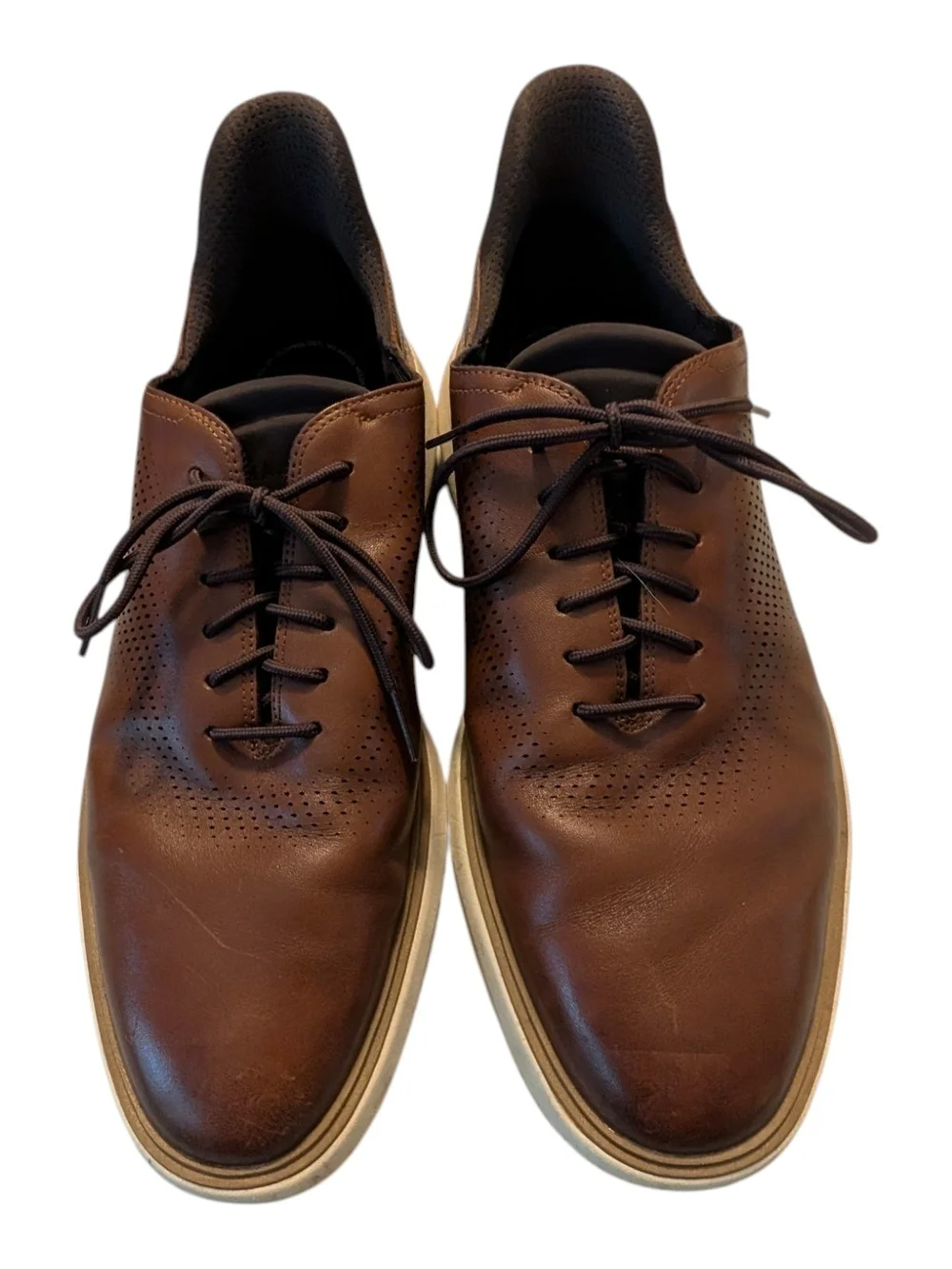 Cole Haan Brown Perforated Leather Derby Shoes